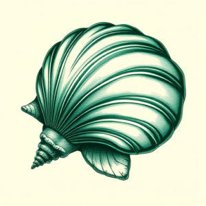 Green Ink Seashell Tattoo