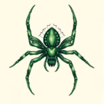 Green Ink Spider Tattoo