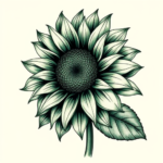 Green Ink Sunflower Tattoo