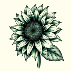 Green Ink Sunflower Tattoo