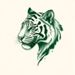 Green Ink Tiger Tattoo