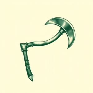 Green Ink Tomahawk Tattoo