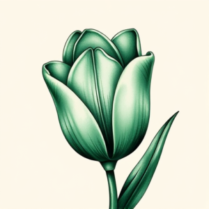 Green Ink Tulip Tattoo