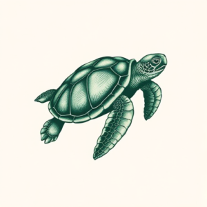 Green Ink Turtle Tattoo