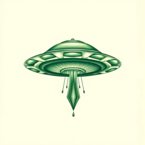Green Ink Ufo Tattoo
