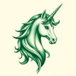 Green Ink Unicorn Tattoo