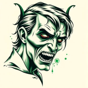 Green Ink Vampire Tattoo