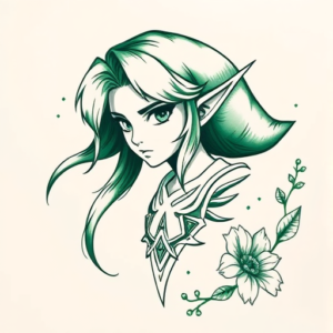 Green Ink Zelda Tattoo