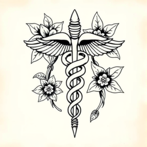 Hawaiian Caduceus Tattoo