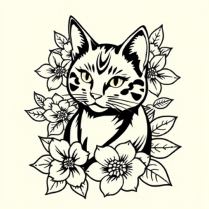 Hawaiian Cat Tattoo