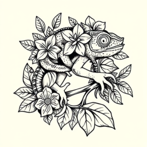 Hawaiian Chameleon Tattoo