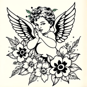 Hawaiian Cherub Tattoo