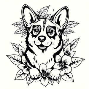 Hawaiian Corgi Tattoo