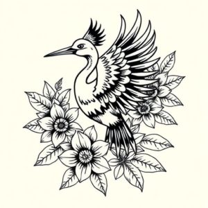 Hawaiian Crane Tattoo