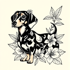 Hawaiian Dachshund Tattoo