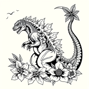 Hawaiian Godzilla Tattoo