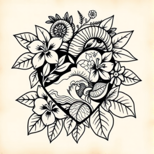 Hawaiian Heart Tattoo