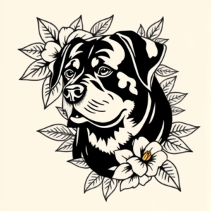 Hawaiian Rottweiler Tattoo