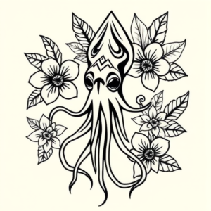 Hawaiian Squid Tattoo