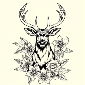 Hawaiian Stag Tattoo