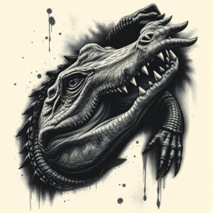 Horror Realism Alligator Tattoo