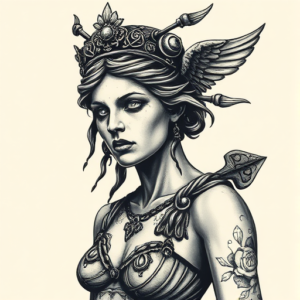 Horror Realism Athena Tattoo