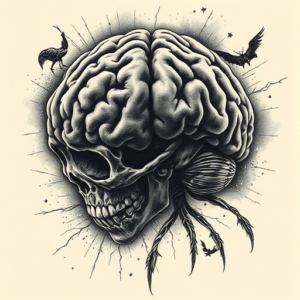 Horror Realism Brain Tattoo