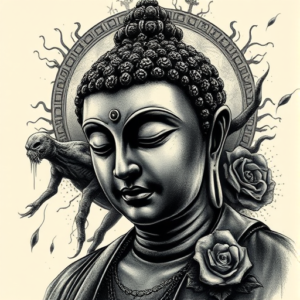 Horror Realism Buddha Tattoo