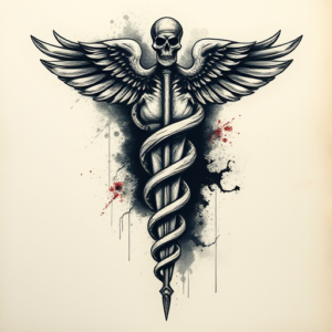 Horror Realism Caduceus Tattoo