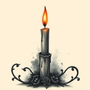Horror Realism Candle Tattoo