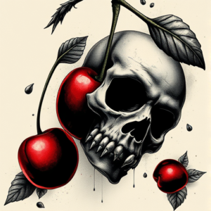 Horror Realism Cherry Tattoo