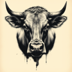 Horror Realism Cow Tattoo