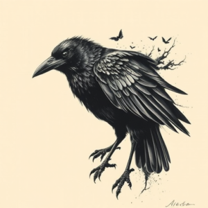 Horror Realism Crow Tattoo