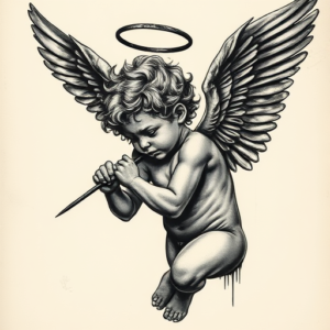Horror Realism Cupid Tattoo
