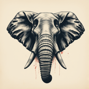 Horror Realism Elephant Tattoo