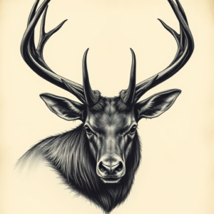 Horror Realism Elk Tattoo