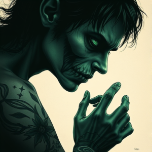 Horror Realism Emerald Tattoo