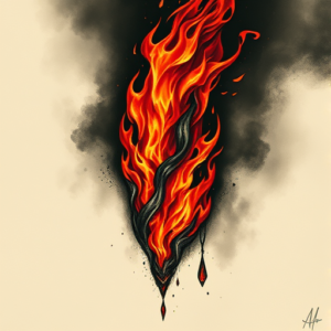 Horror Realism Fire Tattoo