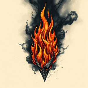 Horror Realism Flame Tattoo
