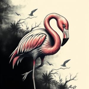 Horror Realism Flamingo Tattoo