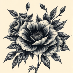 Horror Realism Floral Tattoo