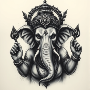 Horror Realism Ganesha Tattoo