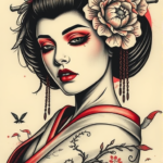 Horror Realism Geisha Tattoo