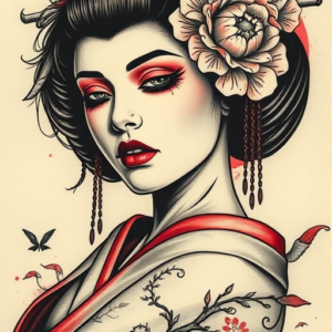 Horror Realism Geisha Tattoo