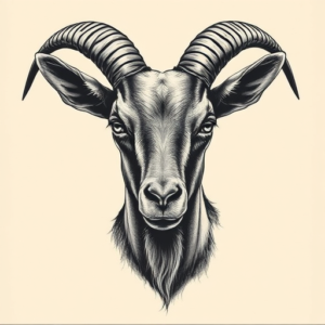 Horror Realism Goat Tattoo
