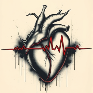 Horror Realism Heartbeat Tattoo