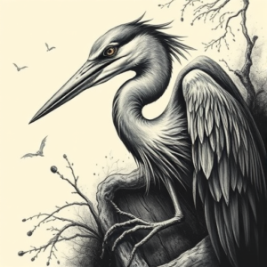 Horror Realism Heron Tattoo