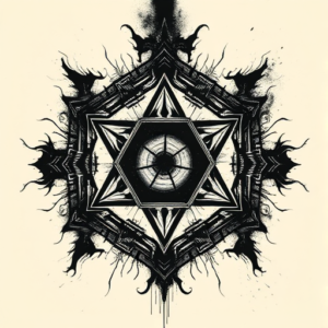 Horror Realism Hexagon Tattoo