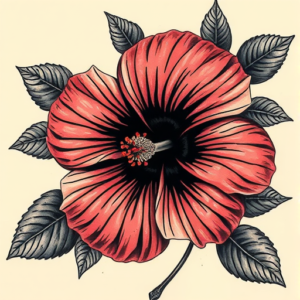 Horror Realism Hibiscus Tattoo