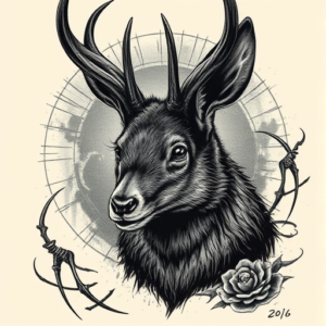 Horror Realism Jackalope Tattoo